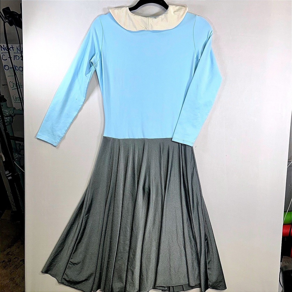 Bal Togs Dance Dress Blue Gray Peter Pan Collar Adult Medium